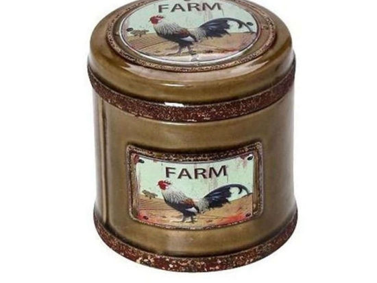 Διακοσμητικό Δοχείο Με Καπάκι CER627 Λαδί 13,8X13X13Cm Espiel Κεραμικό