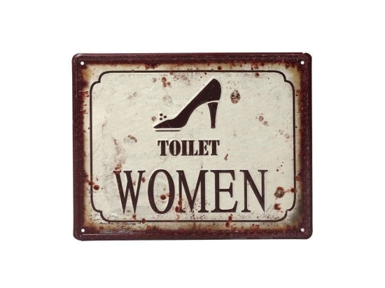 Διακοσμητική Ταμπέλα Toilet Women LOG201 Κόκκινο-Μπεζ 20X25Cm Espiel Μέταλλο