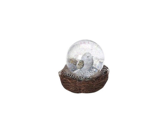Διακοσμητική Γυάλα Με Πουλάκι 6,5cm Brown-Clear MT906K4 Espiel Γυαλί