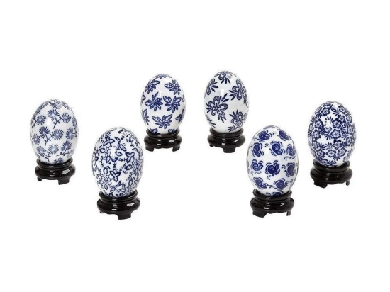 Διακοσμητικό Αυγό Assort   7cm Blue FEG306K6 Espiel Σετ 6τμχ Πορσελάνη