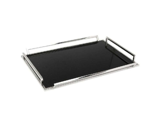 Δίσκος Διακοσμητικός MR15520 41x31x5cm Black Espiel Μέταλλο,Γυαλί