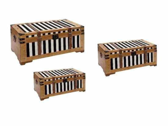 Μπαούλο Σετ 3Τμχ ZAP301 90x49x45cm White-Black Espiel Mdf