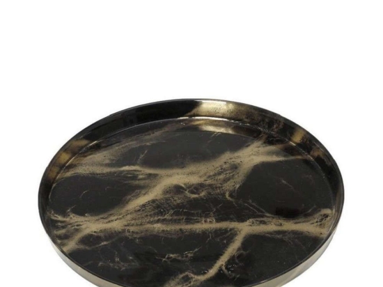 Πιατέλα Διακοσμητική Katsu AD1767 33x33x1,5cm Black-Gold Espiel Γυαλί