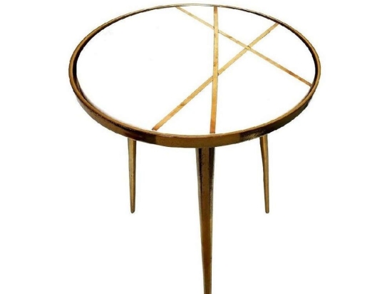 Τραπεζάκι Σαλονιού Βοηθητικό DUG217 35,5x35,5x50,5cm Gold-White Espiel Μάρμαρο,Αλουμίνιο