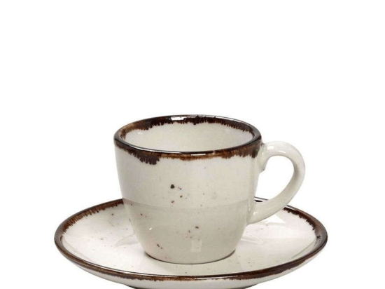 Φλυτζάνι Πορσελάνινο με Πιατάκι Terra TLK112K6 90ml Cream Espiel Πορσελάνη