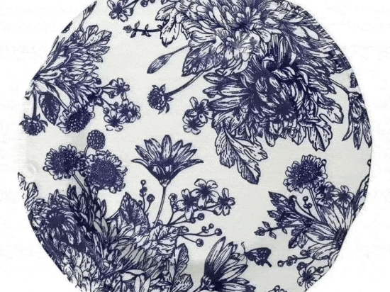Πιατέλα Κεραμική English Blue Στρόγγυλο Rpn209K2 Φ33cm White-Blue Espiel Κεραμικό
