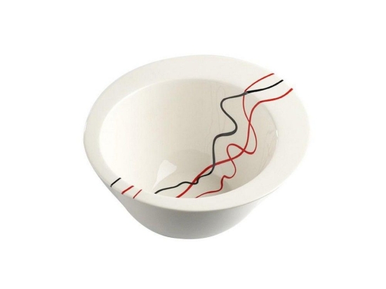 Σαλατιέρα Ασύμμετρη Πορσελάνινη Boh323 Φ20cm Red Black Espiel Small Πορσελάνη