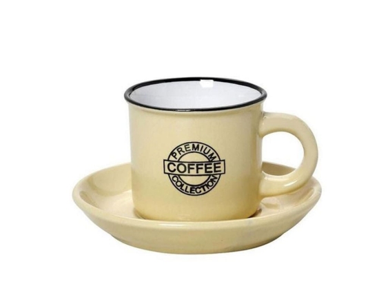 Φλυτζάνι & Πιάτο Σετ 6 τμχ Coffee Espresso 90mlHun307K12 Φ6,3cm Yellow Espiel Κεραμικό