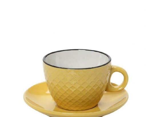 Φλυτζάνι Cookie Delight Espresso Με Πιατάκι 100Cc Hun411K6 Φ7cm Yellow Espiel Κεραμικό