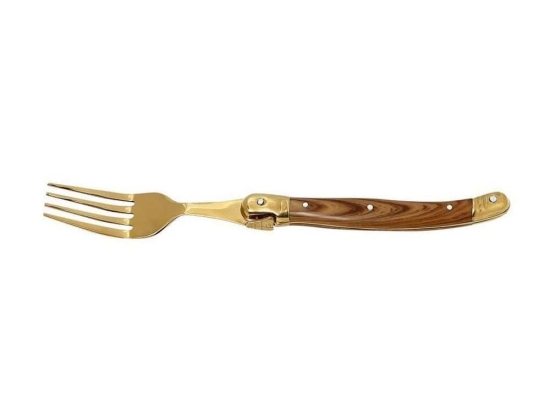 Πιρούνι Με Ξύλινη Λαβή Antique Cut Steak Ss420 1 Stk106K12 20.5cm Gold Espiel Ατσάλι,Πλαστικό