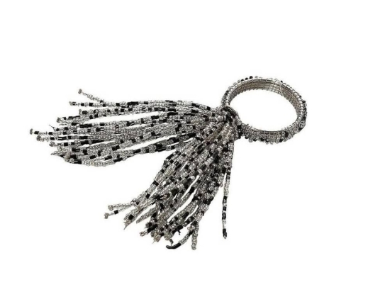 Δαχτυλίδι Πετσέτας Σετ 6 τμχ YRA109K6 6cm Black-White Espiel Μέταλλο,Γυαλί