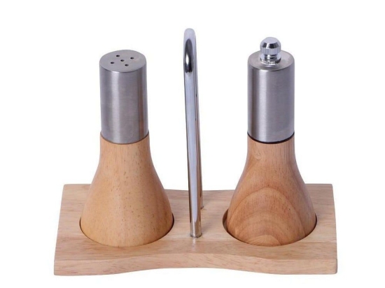 Αλατοπίπερο Σε Βάση LHS304 304SS 11,5cm Natural Espiel Μέταλλο,Ξύλο
