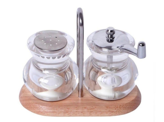 Αλατοπίπερο Σε Βάση LHS303 304SS/PMMA 12,5cm Natural-Clear Espiel Μέταλλο,Ξύλο