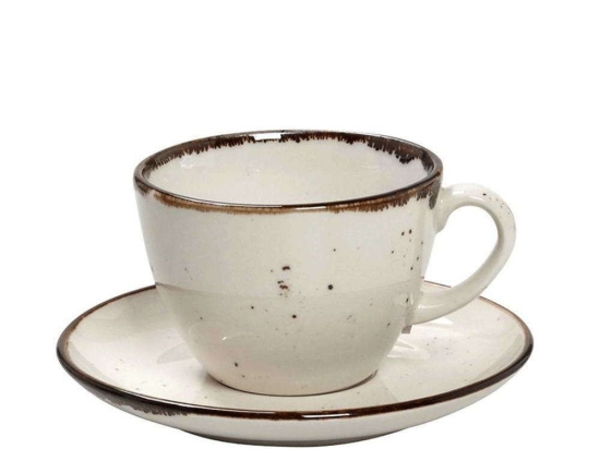 Φλυτζάνι Πορσελάνινο με Πιατάκι Terra TLK111K6 220ml Cream Espiel Πορσελάνη