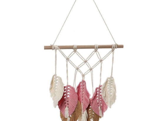 Διακοσμητικό Επιτοίχιο Μακραμέ RAZ117 40x40cm Pink-Ecru Espiel Βαμβάκι