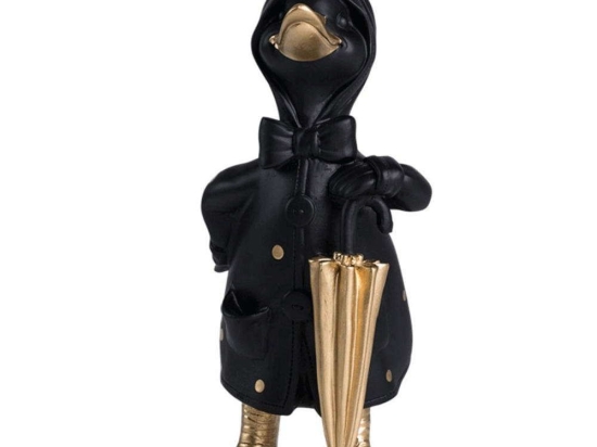 Διακοσμητική Πάπια BAF117 18,8x17x26cm Black-Gold Espiel Πολυρεσίνη