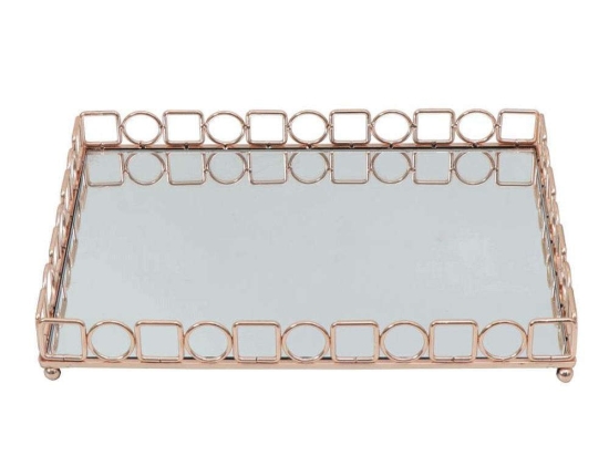 Δίσκος Ορθογώνιος Με Καθρέπτη SUB208 45x30x5,5cm Bronze Espiel Μέταλλο