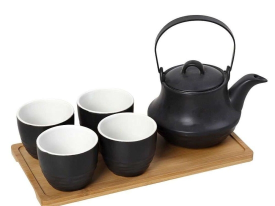 Σετ Τσαγιού 5Τμχ  Με Κούπα Και Φίλτρο Ritual SPI112 600ml 30x17x12cm Black Espiel Κεραμικό