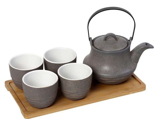 Σετ Τσαγιού 5Τμχ Με Κούπα Και Φίλτρο Ritual SPI111 600ml 30x17x12cm Light Grey Espiel Κεραμικό