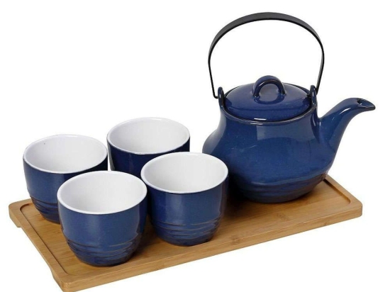 Σετ Τσαγιού 5Τμχ  Με Κούπα Και Φίλτρο Ritual SPI113 600ml 30x17x12cm Blue Espiel Κεραμικό