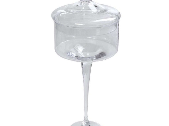 Φοντανιέρα Με Πόδι Και Καπάκι ORT120 17x17x40cm Clear Espiel Γυαλί