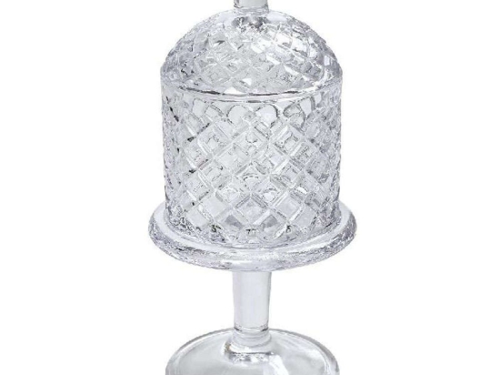 Φοντανιέρα Με Πόδι Και Καπάκι ORT128 12x12x25cm Clear Espiel Γυαλί