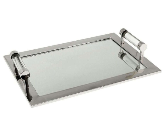 Δίσκος Σερβιρίσματος MR15467 51x36cm Silver Espiel Ανοξείδωτο,Γυαλί
