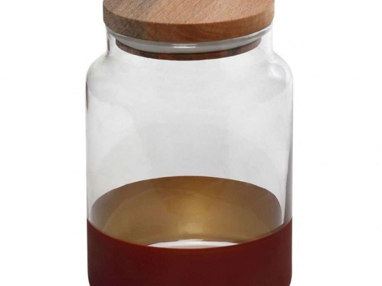 Βάζο Αποθήκευσης Με Καπάκι Alfa RAB638 890ml Φ10x14,5cm Red-Gold Espiel Ξύλο,Γυαλί