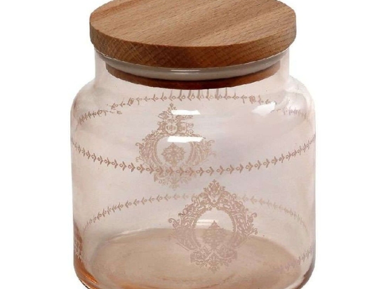 Βάζο Αποθήκευσης Με Καπάκι Helen RAB604 635ml Φ10x11cm Somon Espiel Ξύλο,Γυαλί