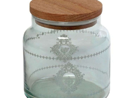 Βάζο Αποθήκευσης Με Καπάκι Helen RAB609 635ml Φ10x11cm Green Espiel Ξύλο,Γυαλί