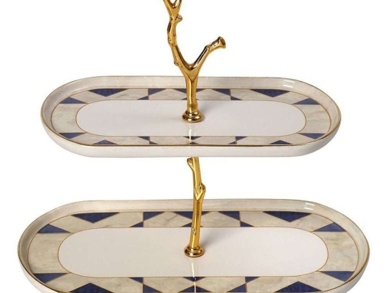 Ορντεβιέρα 2 Θέσεων Step Lisbon ROV146 22-27cm Blue-Beige Espiel Κεραμικό