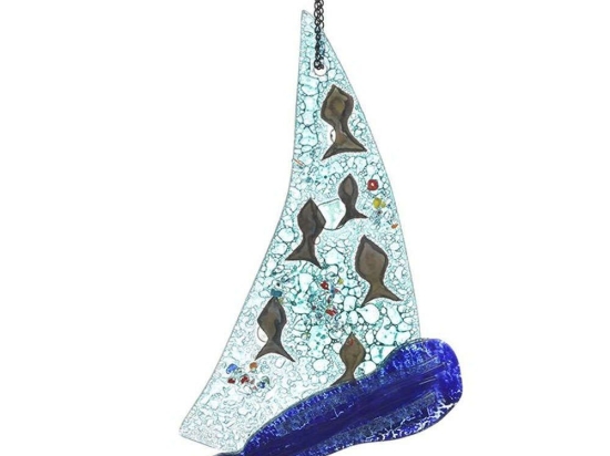 Διακοσμητικό Τοίχου Καράβι 3-70-344-0031 20x2x24cm Blue Inart Γυαλί