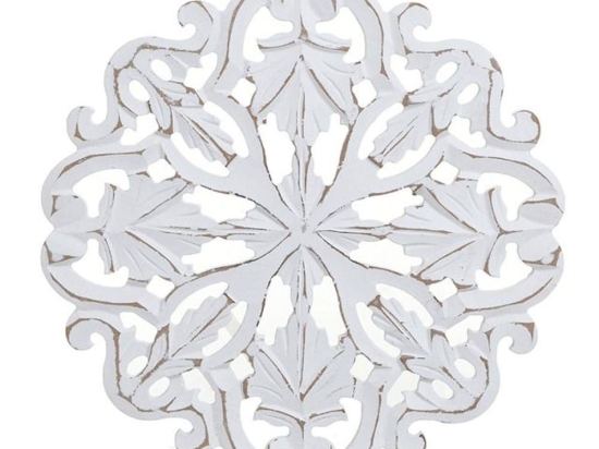 Διακοσμητικό Τοίχου Ξυλόγλυπτο 3-70-930-0030 Φ30cm White-Gold Inart Ξύλο