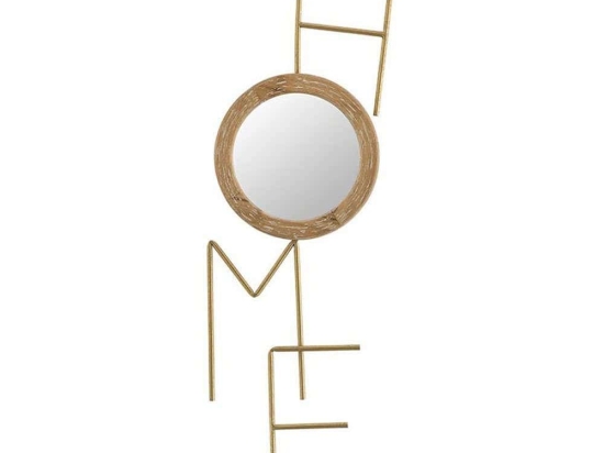 Καθρέπτης Τοίχου Home 3-95-333-0003 27x4x87cm Natural-Gold Inart Μέταλλο,Ξύλο
