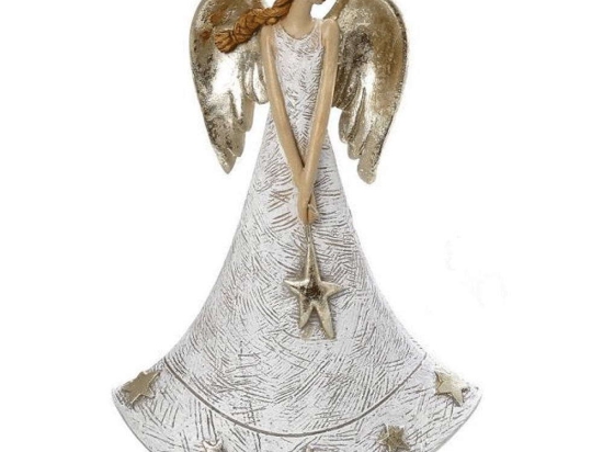 Αγγελάκι Με Φτερά MT2840K2 15x8x25cm White-Gold Espiel