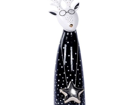Διακοσμητικός Τάρανδος Με Αστέρι DOT139 9x8,6x36,5cm Black-White Espiel