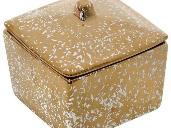Διακοσμητικό Δοχείο Με Καπάκι ROD211K4 10,5x10,5x9cm White-Gold Espiel Κεραμικό