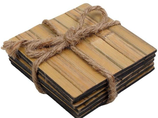 Σουβέρ Ξύλινο GAR115K6 10x10cm Brown Espiel Mdf,Bamboo