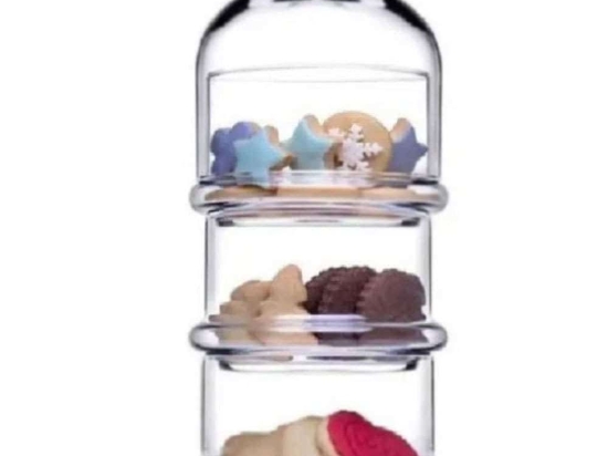 Ορντεβιέρα Τριώροφη Villa Patisserie SP96986G1 8,2x8,2x21,9cm Clear Espiel Γυαλί