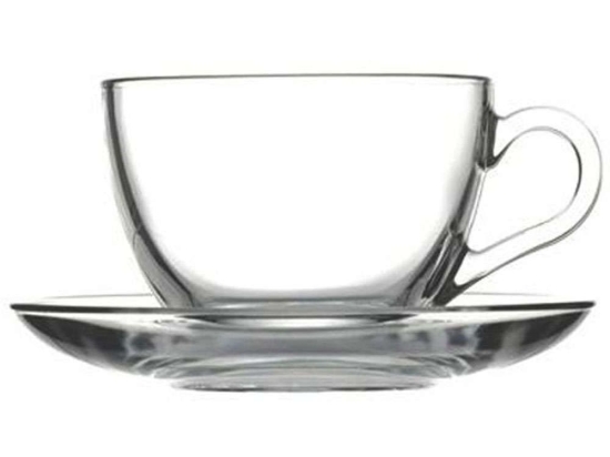 Φλυτζάνι Καφέ Με Πιατάκι Basic SP97948G6 Φ13,7x6,5cm 238ml Clear Espiel Γυαλί