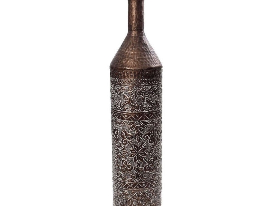 Βάζο Δαπέδου Με Ανάγλυφο Σχέδιο LAK538 19x57cm Brown Espiel Αλουμίνιο