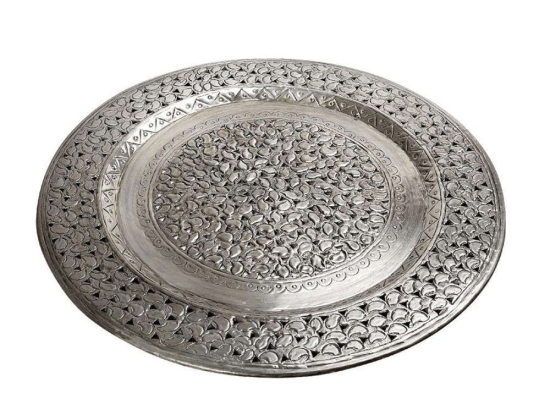 Διακοσμητικός Δίσκος Με Ανάγλυφο LAK508 Φ50cm Silver Espiel Αλουμίνιο