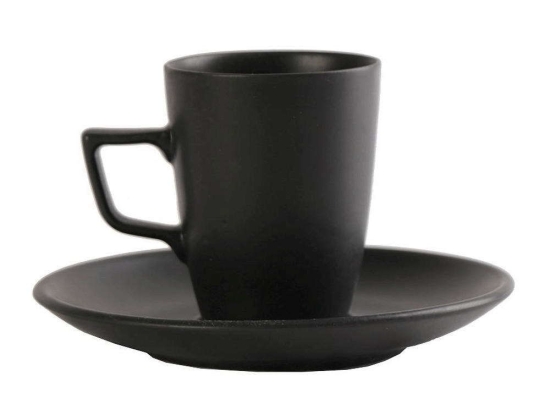 Φλιτζάνι Καφέ Με Πιατάκι Morgan OW2052K6 80ml Black Espiel Πορσελάνη