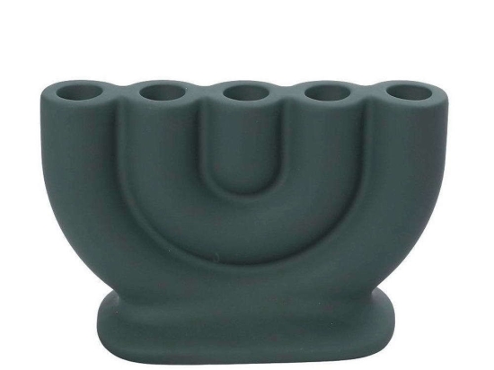 Κηροπήγιο Κεραμικό 5 Θέσεων KLA306K1 8,5x13,5cm Dark Green Espiel Κεραμικό