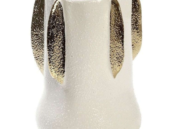 Βάζο Κεραμικό Φύλλα NIX111 15,8x15,8x20,3cm White-Gold Espiel Κεραμικό