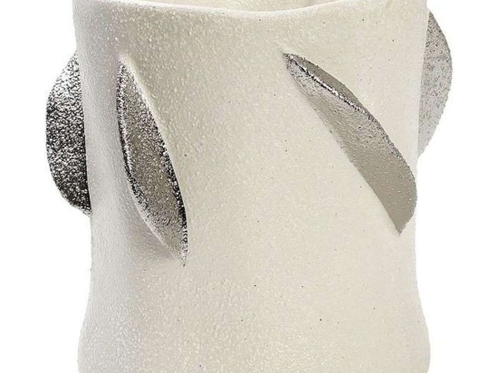 Βάζο Κεραμικό Φύλλα NIX103 19x19x18,2cm White-Silver Espiel Κεραμικό