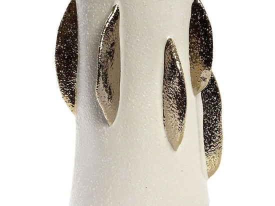 Βάζο Κεραμικό Φύλλα NIX114 17x15,7x22,5cm White-Gold Espiel Κεραμικό