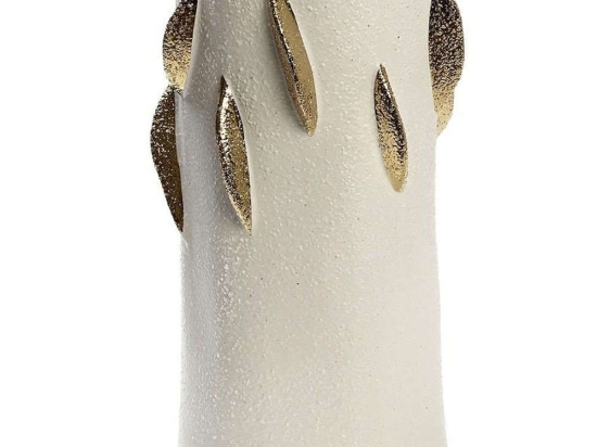 Βάζο Κεραμικό Φύλλα NIX112 16,8x16,8x28cm White-Gold Espiel Κεραμικό
