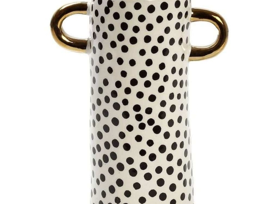 Βάζο Κεραμικό Πουά NIX124 14,3x7,7x19,5cm Black-White Espiel Κεραμικό