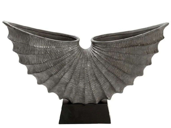 Διακοσμητικό Επιτραπέζιο Lucky Horn TAS108 42,5x11x25,5cm Grey-Black Espiel Κεραμικό,Ξύλο